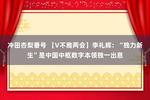 冲田杏梨番号 【V不雅两会】李礼辉：“独力新生”是中国中枢数字本领独一出息