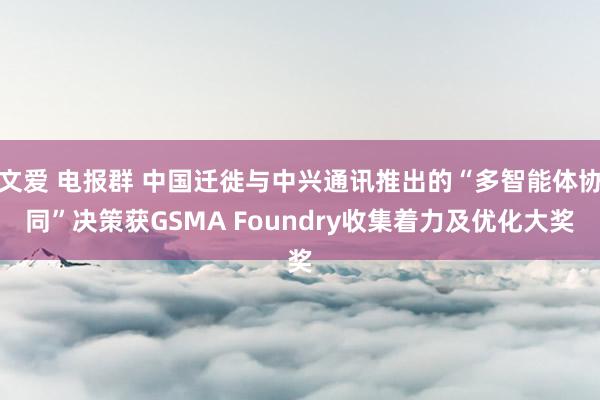 文爱 电报群 中国迁徙与中兴通讯推出的“多智能体协同”决策获GSMA Foundry收集着力及优化大奖